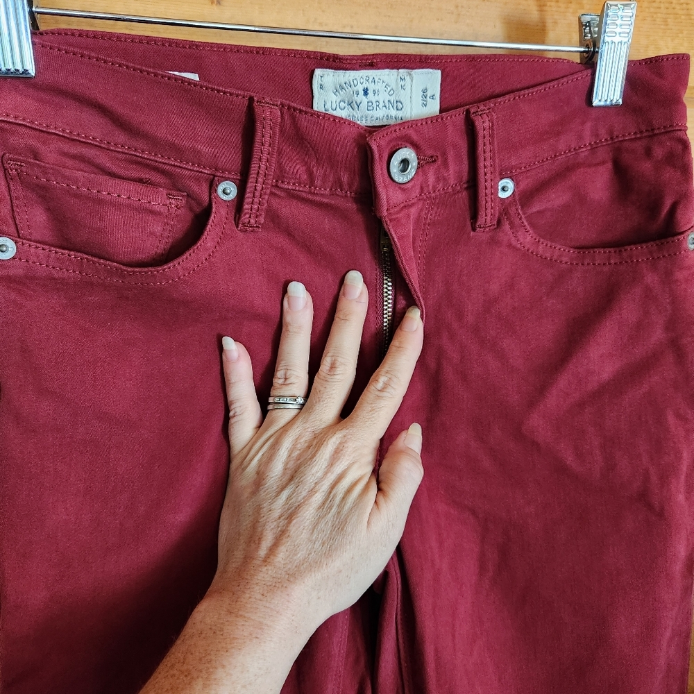 Lucky Brand ๐ Brooke Red Mid Rise Skinny Stretch Legging Ankle Jeans Sz 2 X 29" - Picture 3 of 12